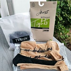 Hose tights thigh high and garter lingerie bundle Like New - New